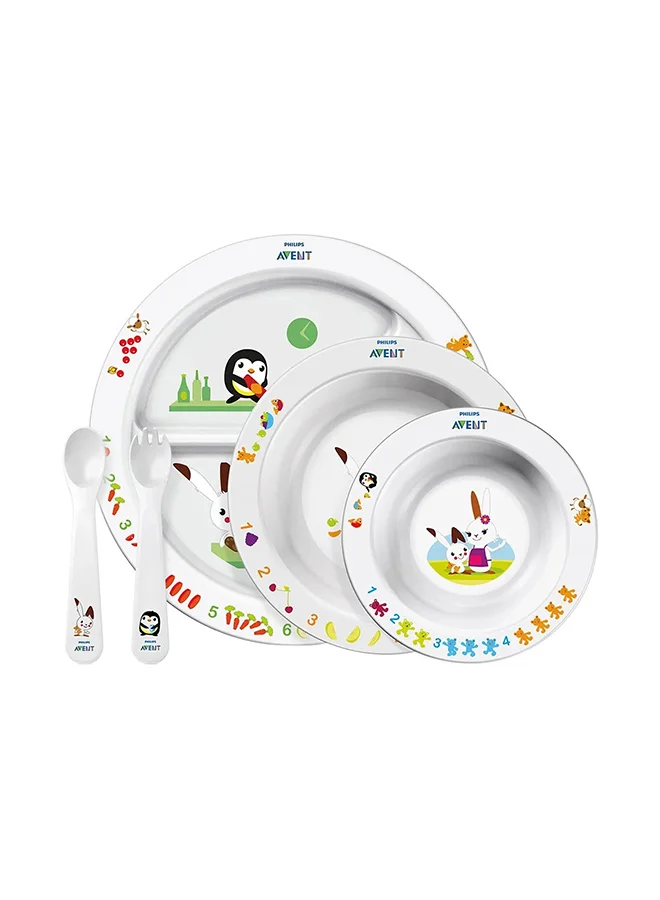 PHILIPS AVENT 5 - Pieces Toddler Mealtime Set For Suitable From 6 Months , White - Scf716 - 00