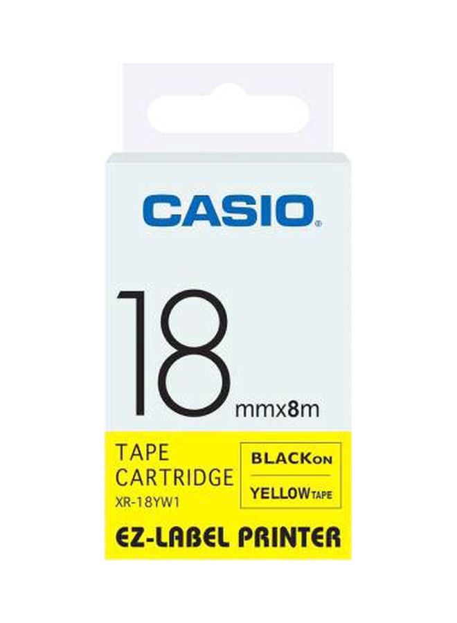 CASIO Adhesive Label Printer Tape XR-18YW1-W-DJ Yellow/Black  - Image 2