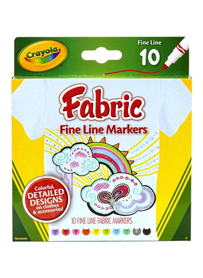Crayola - 10-Piece Fabric Fine Line Marker Set Multicolour - Image 1