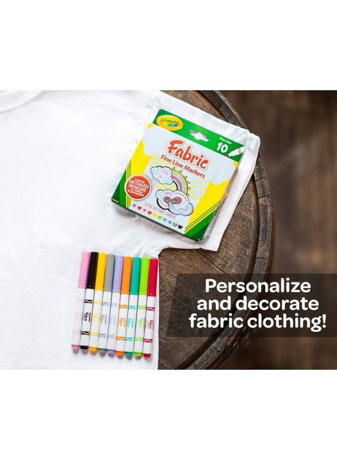 Crayola - 10-Piece Fabric Fine Line Marker Set Multicolour - Image 1