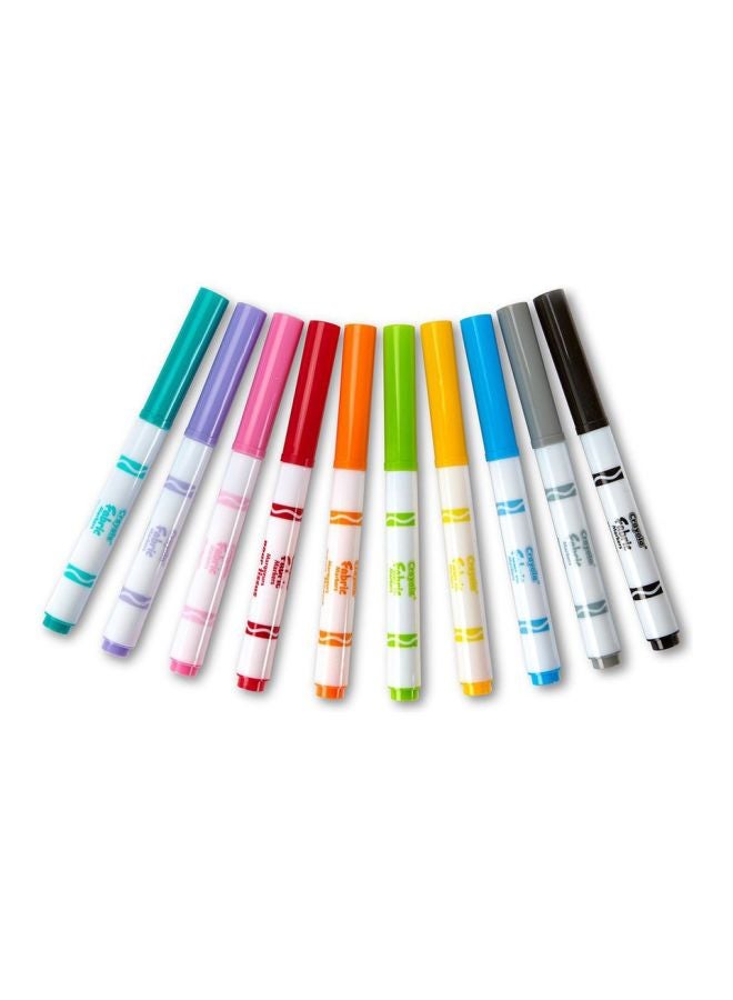 Crayola - 10-Piece Fabric Fine Line Marker Set Multicolour - Image 1