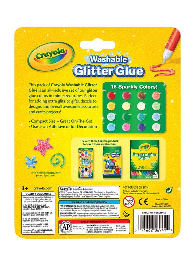 كرايولا صمغ لامع بايب سكويك مكون من 16 قطعة  69-4200 متعدد الألوان - Image 3