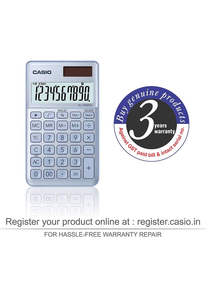 CASIO - SL-310UC-LB-N-DC Portable Digital Calculator - Light Blue - Image 1