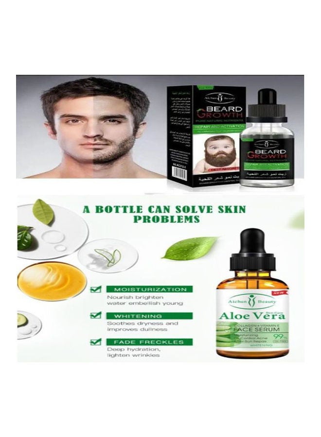 Aichun beauty - Beard Growth Pure Natural Oil +Aloe Vera 99% Vitamin E Collagen-30ml Mutlicolour 30ml - Image 1