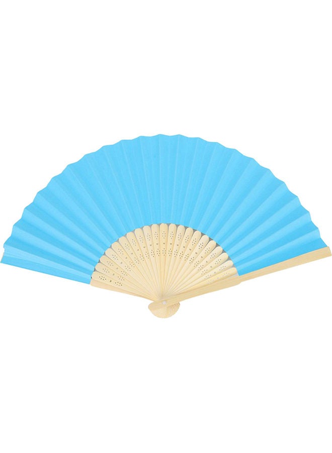 Chinese Bamboo Paper Pocket Fan Dark Blue - Image 1