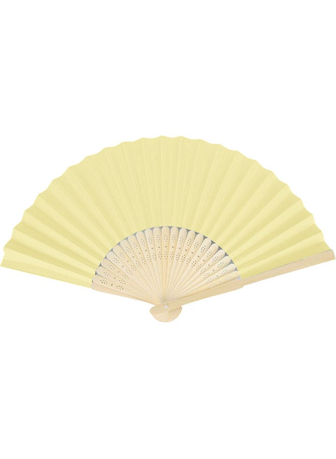 Chinese Style Bamboo Paper Pocket Fan Light Yellow - Image 1