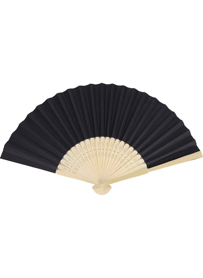 Chinese Style Bamboo Paper Pocket Fan Black - Image 1