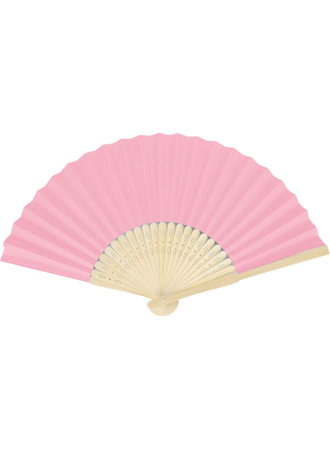 Chinese Style Bamboo Paper Pocket Fan Pink - Image 1