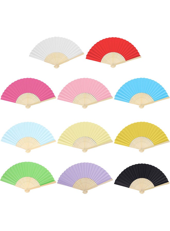 Chinese Style Bamboo Paper Pocket Fan Pink - Image 2