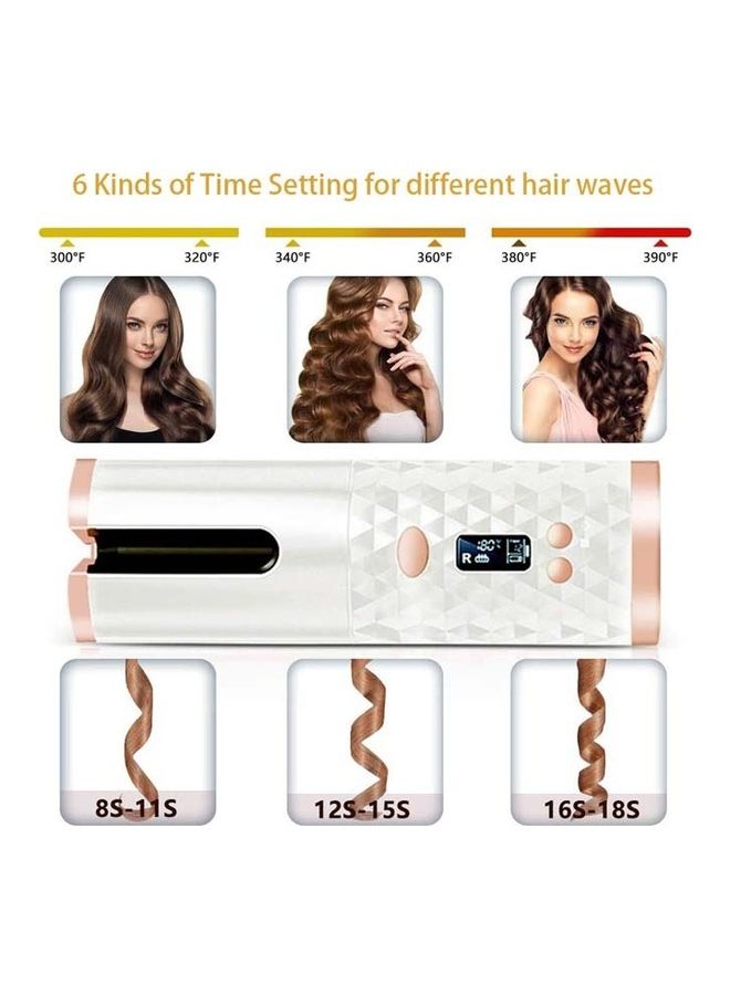 Rock Pow Rechargeable Automatic Hair Curler White/Brown - Image 2