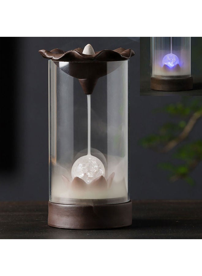 Lotus Leaf Light Ball Acrylic Cover Incense Burners Backflow Senser Ornament Brown  - Image 2