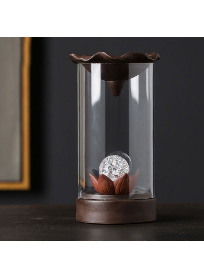 Lotus Leaf Light Ball Acrylic Cover Incense Burners Backflow Senser Ornament Brown  - Image 3