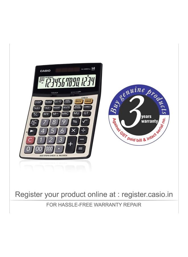 CASIO - Casio DJ-240D Plus Calculator Grey/Black/Beige - Image 1