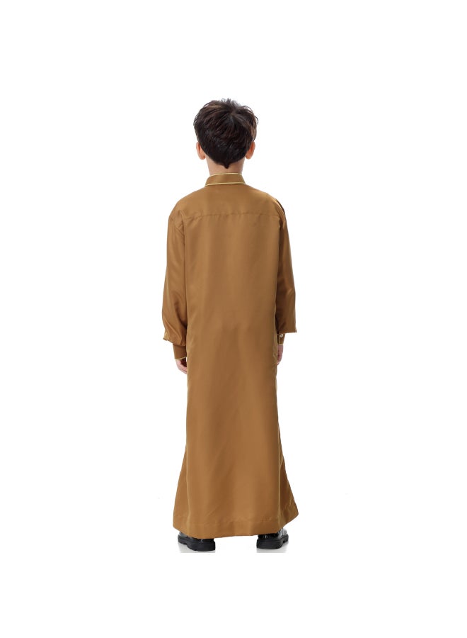 Traditional Embroidered Kaftan Brown - Image 2