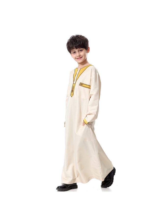 Generic - Traditional Embroidered Kaftan Beige - Image 1