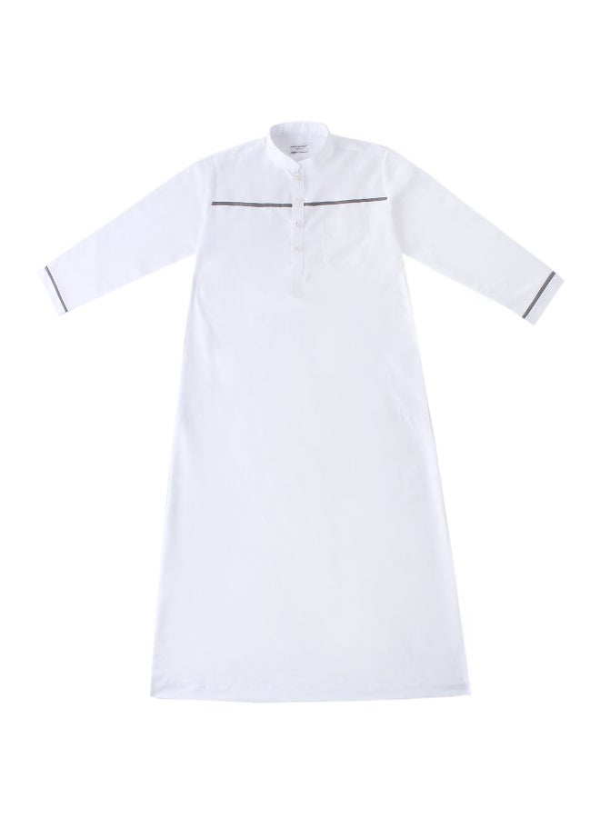 Traditional Stand Collar Kaftan White - Image 1