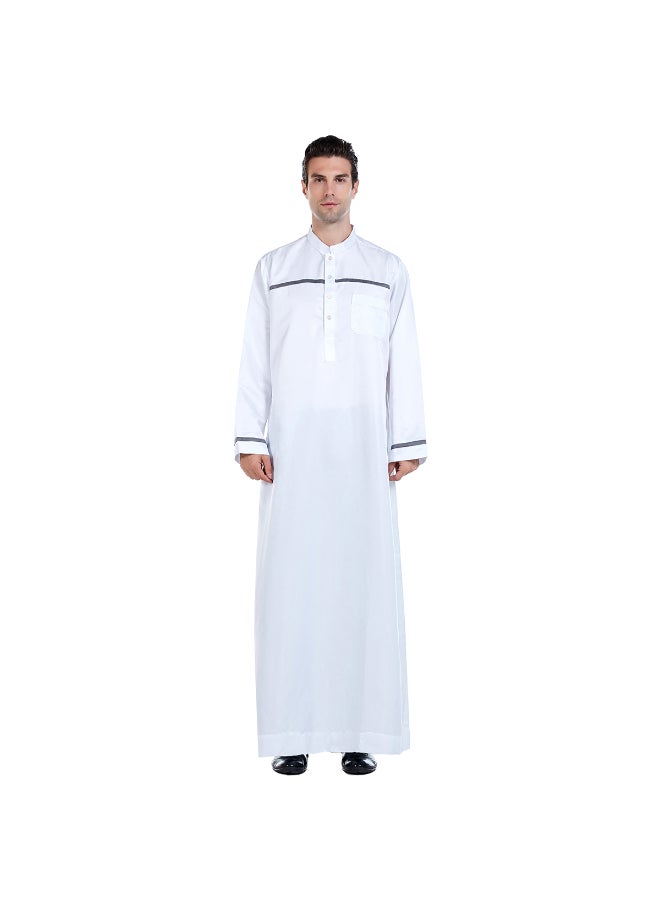 Traditional Stand Collar Kaftan White - Image 2