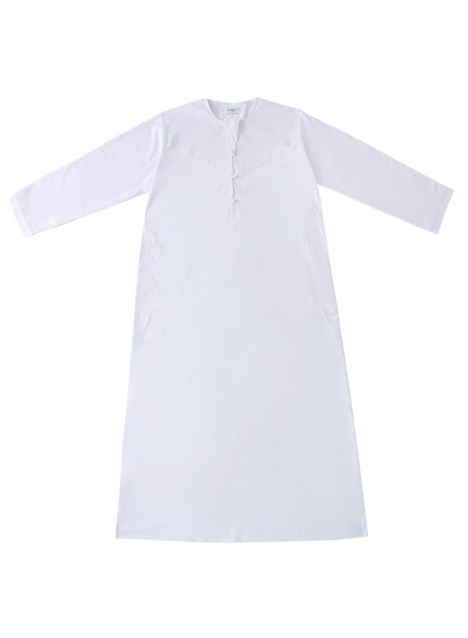 Traditional Stand Collar Kaftan White - Image 1