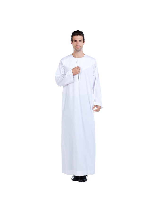 Traditional Stand Collar Kaftan White - Image 4