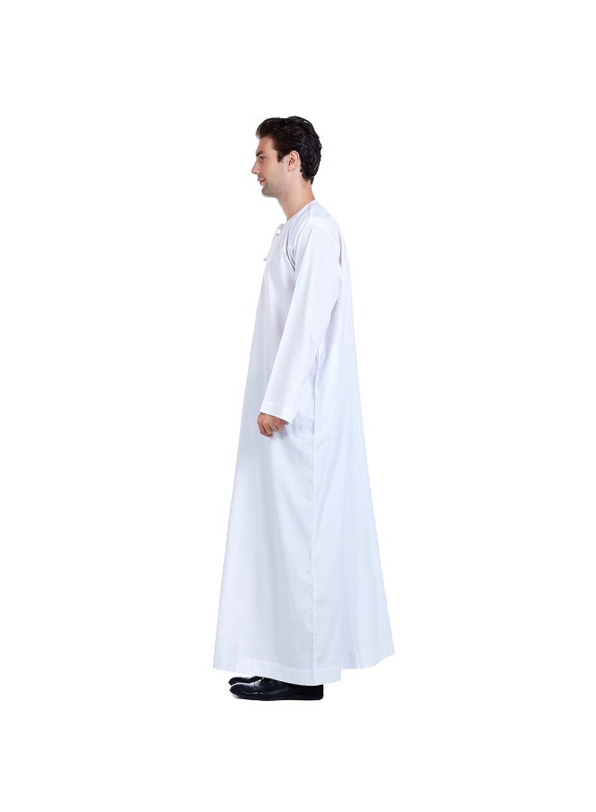 Traditional Stand Collar Kaftan White - Image 5