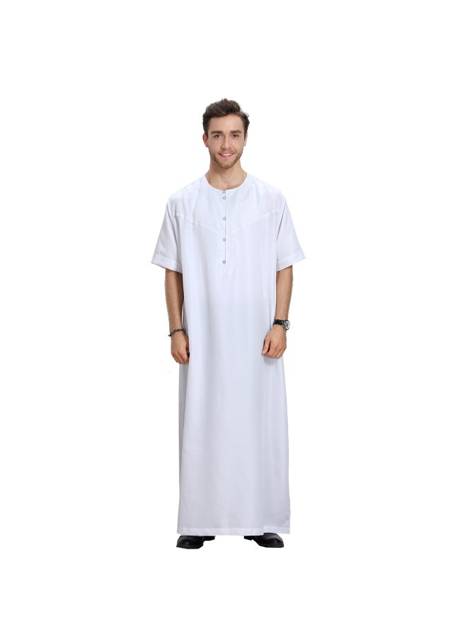 Traditional Short Sleeve Kaftan White - Image 1
