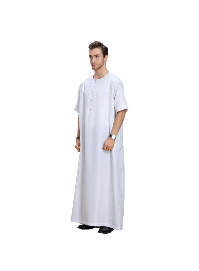 Traditional Short Sleeve Kaftan White - Image 4