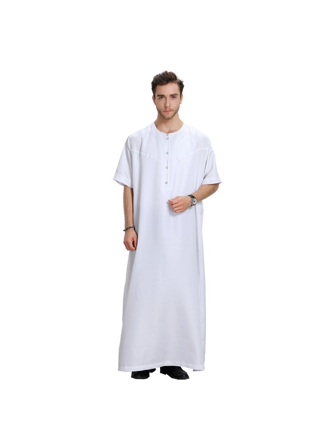 Traditional Short Sleeve Kaftan White - Image 5