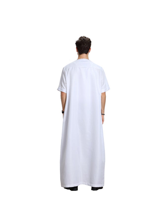 Traditional Short Sleeve Kaftan White - Image 2