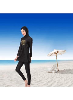 Generic 2-Piece Sun Protection Conservative Swimwear Burkinis Set Black  - Image 5