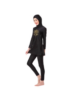 Generic 2-Piece Sun Protection Conservative Swimwear Burkinis Set Black  - Image 3