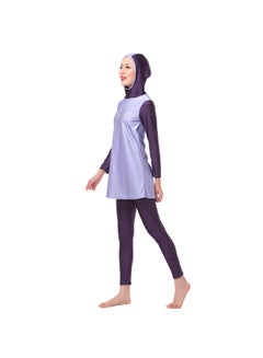 Generic 2-Piece Sun Protection Conservative Swimwear Burkinis Set Purple  - Image 3