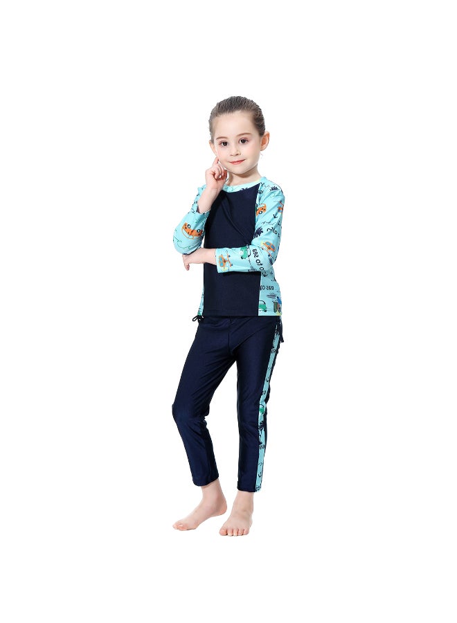 3-Piece Conservative Fashionable Burkinis Set Blue/Navy Blue - Image 4