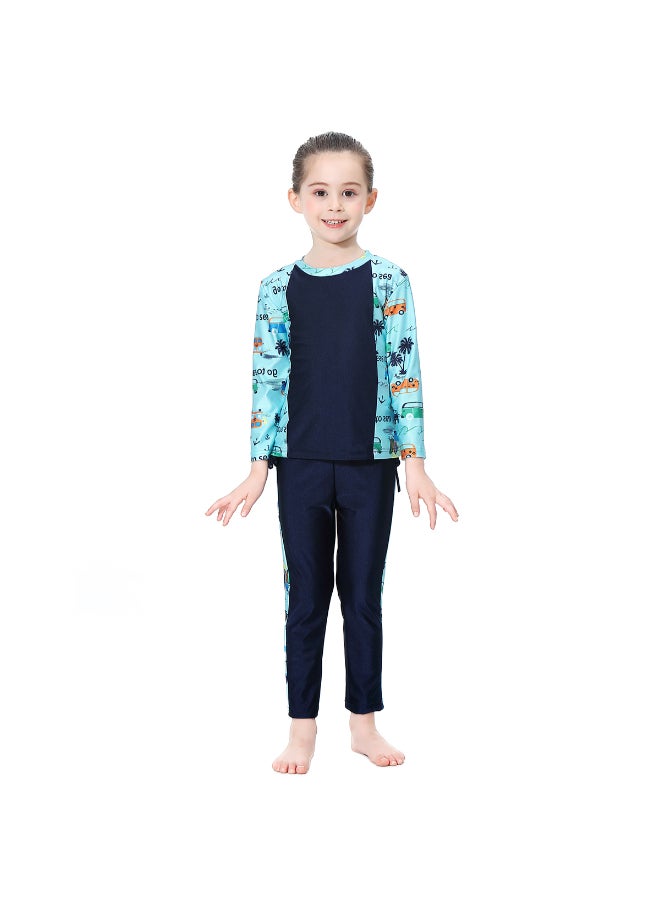 3-Piece Conservative Fashionable Burkinis Set Blue/Navy Blue - Image 5