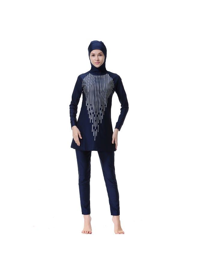Conservative Fashionable All-Covering Burkinis Navy Blue - Image 1