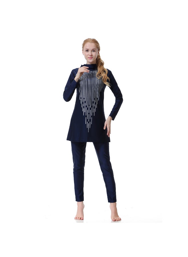 Conservative Fashionable All-Covering Burkinis Navy Blue - Image 2