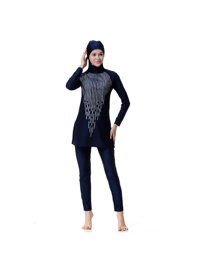 Conservative Fashionable All-Covering Burkinis Navy Blue - Image 3