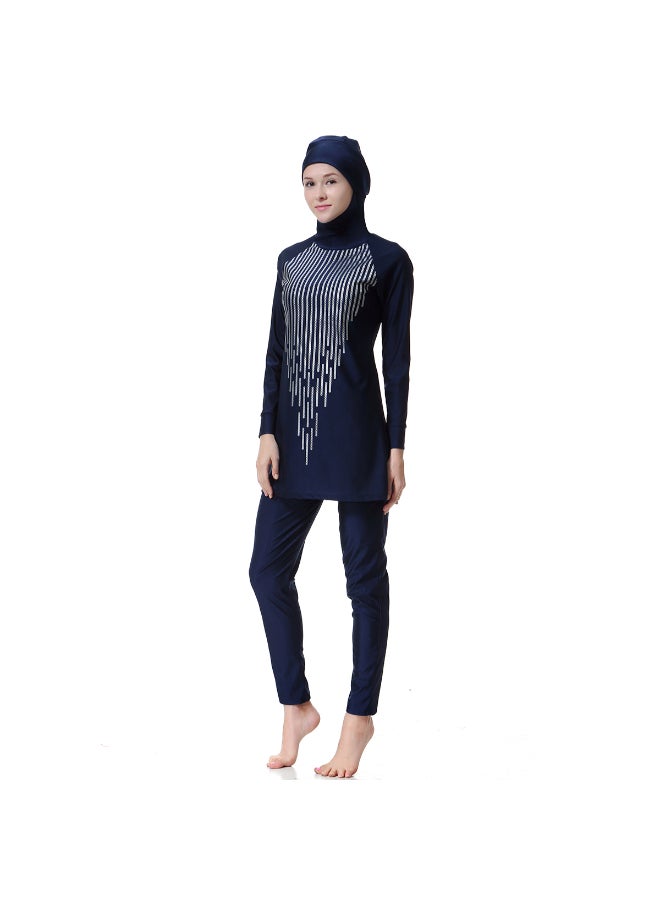 Conservative Fashionable All-Covering Burkinis Navy Blue - Image 4