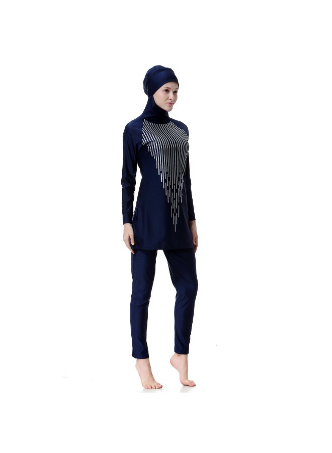 Conservative Fashionable All-Covering Burkinis Navy Blue - Image 5