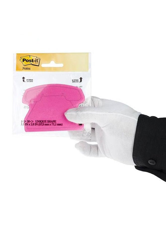 ثري ام أوراق ملاحظات ذاتية اللصق بتصميم على شكل هاتف من 50 قطعة وردي/أسود - Image 2