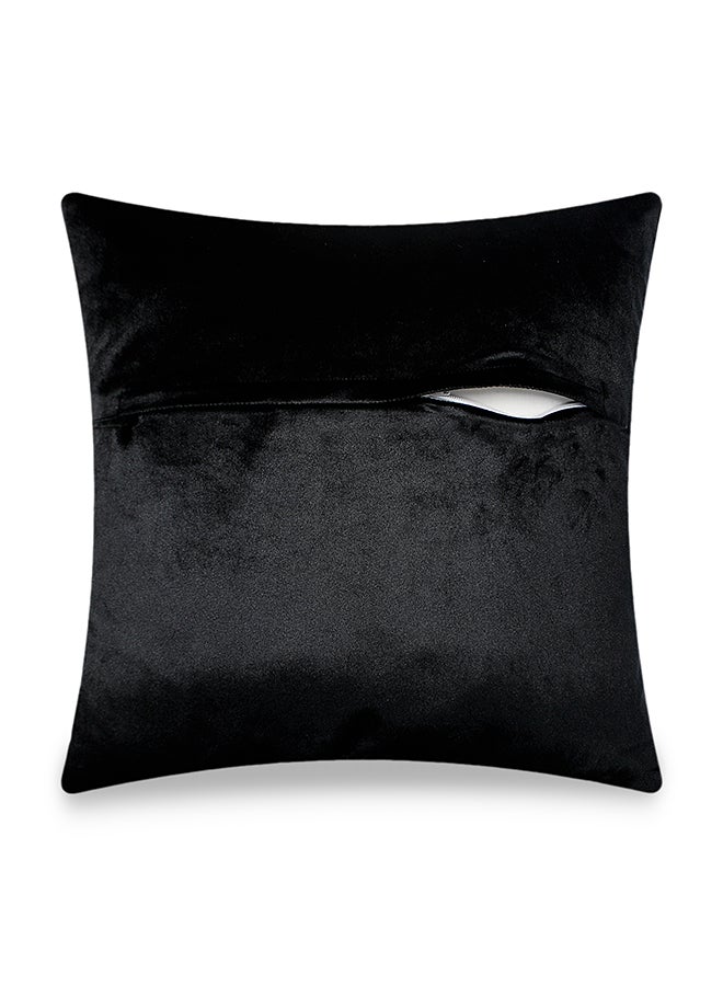 Vellato - Velvet Embroidery Iconic Ysl Font Decorative Cushion Cover Black 45x45cm - Image 1