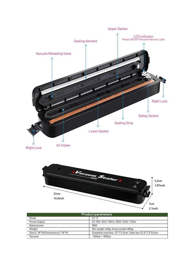 XiuWoo Vacuum Sealer Machine With Bags Black/Clear  - Image 3