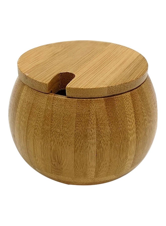 Bamboo Handmade Kitchen Jar With Lid Spoon Brown - Image 4