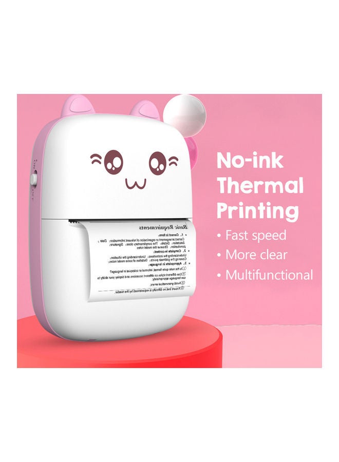Generic - Mini Portable No-Ink Thermal Printer Pink/White - Image 1