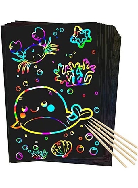 50-Piece Scratch Rainbow Art Paper Set