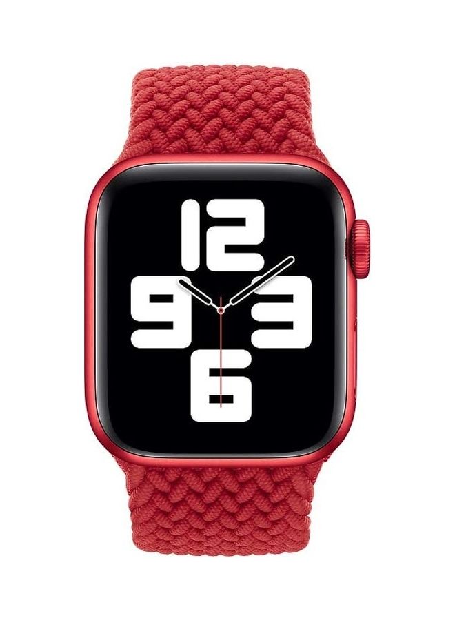 موكوم سوار بديل سولو لوب من النايلون بتصميم مضفر لساعة Apple Series 6/SE/5/4/3/2/1 مقاس 42-44 مم متوسط أحمر - Image 2