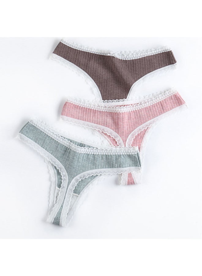 3 Pack Comfortable Brief Brown/Pink/Green - Image 1