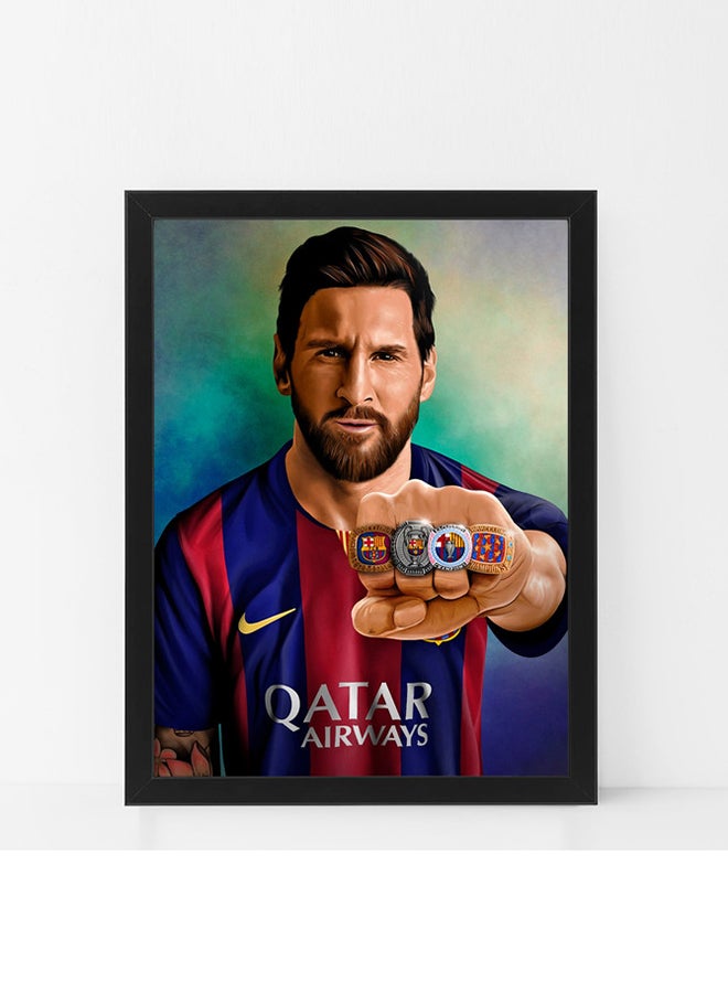 ملصق تزييني يحمل صورة خاتم لاعب نادي برشلونة ميسي في بطولة ريال مدريد مزود بإطار متعدد الألوان 30x40سم