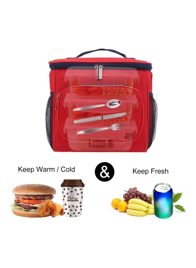 Insulated Lunch Bag Red 25.5x22.5x18cm - Image 2