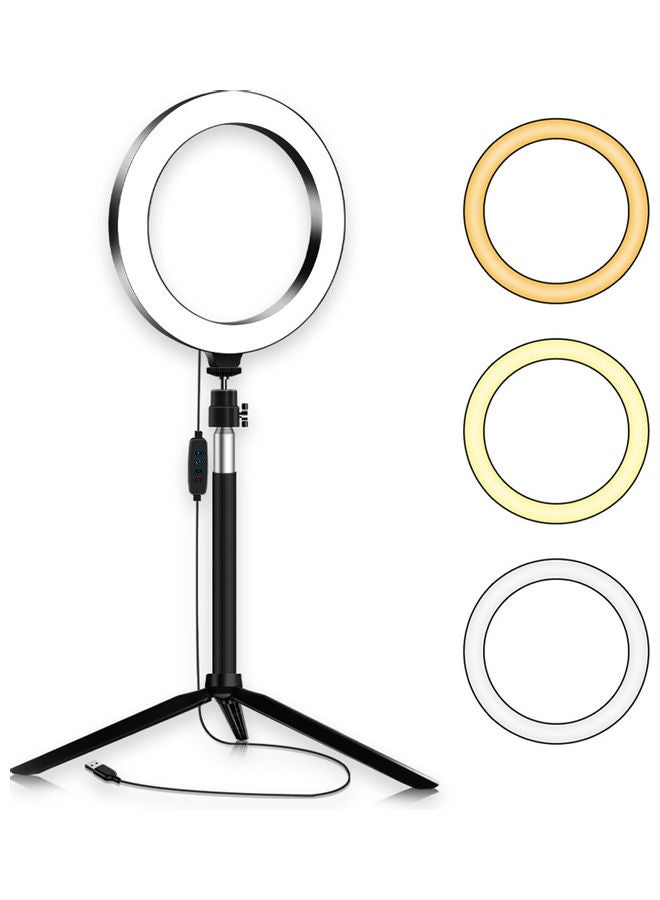مجموعة ضوء LED حلقي للتصوير الفوتوغرافي مع حامل أسود - Image 1
