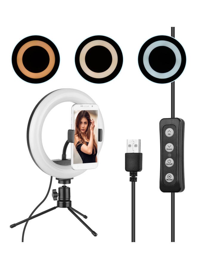 Photography LED Ring Light Set With Stand Black/White - Image 1